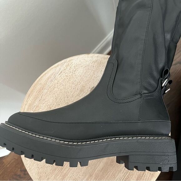Sam Edelman Lerue Over The Knee Stretch Side Zip Lug Combat Boots Black NWOB - Picture 13 of 13